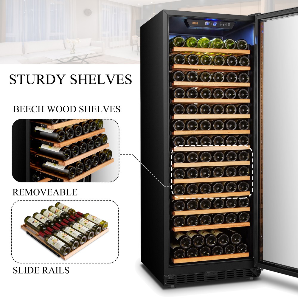 LANBO Wine Chiller, 149 Bottle Single Zone Red Wine Cellar Fridge Built